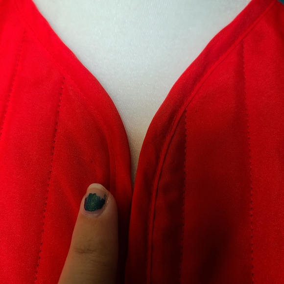 Vintage quilted puff shoulder jacket, red, size medium, - Picture 6 of 8